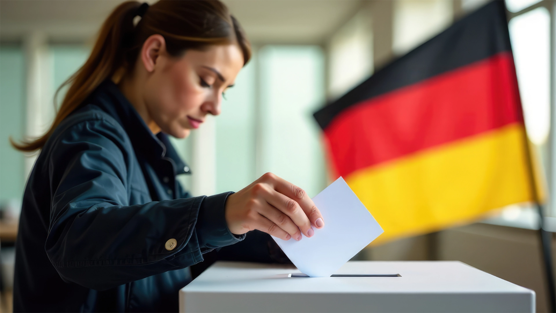 Bürgerin wählt zur Bundestagswahl 2025